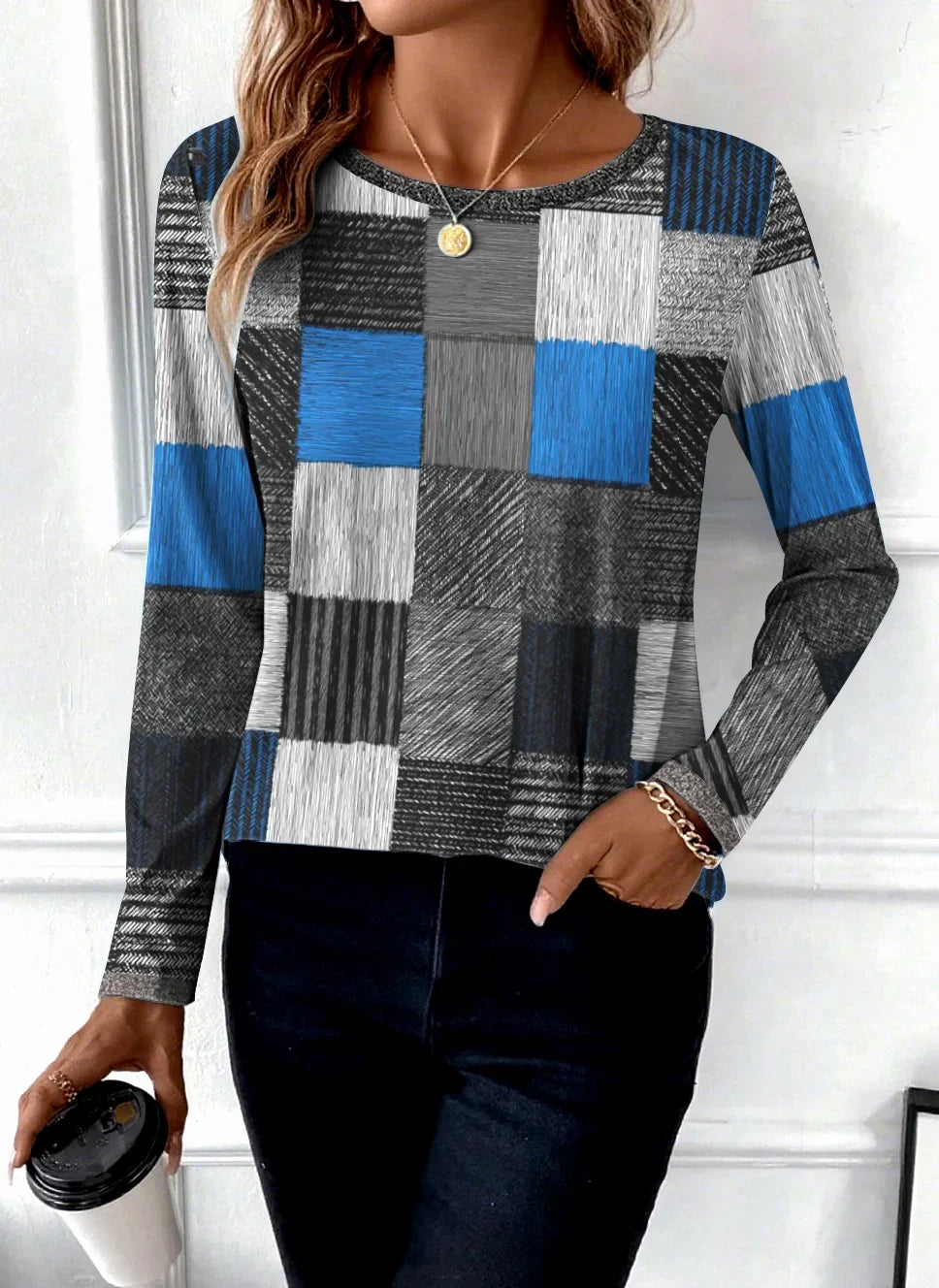 Camiseta casual color block azul hombre - estilo moderno y cómodo