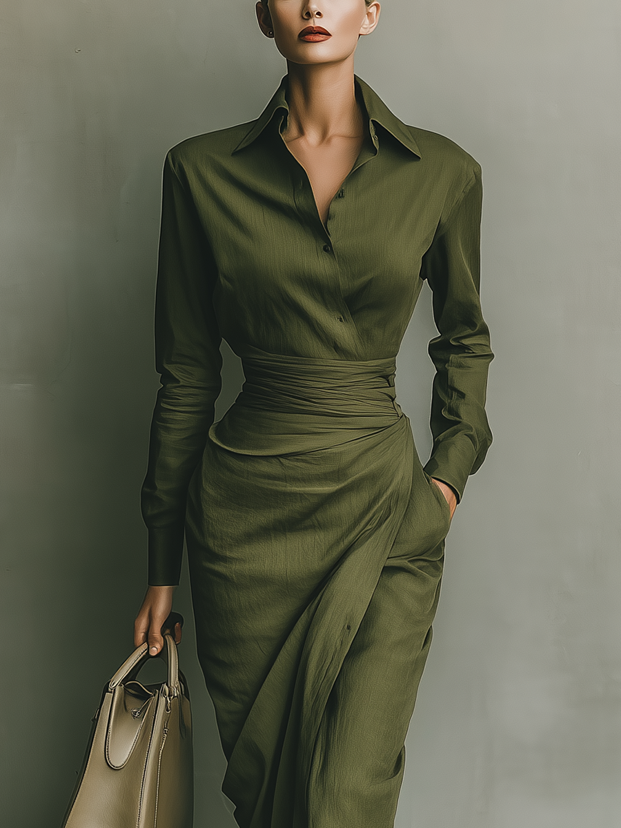 Vestido maxi verde militar mujer