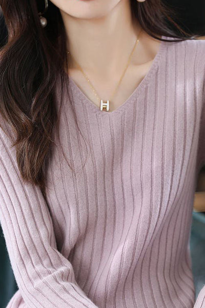 Camiseta térmica mujer cuello en V – Top de punto elástico - Moda invierno chic