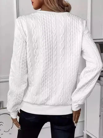 Sudadera de cuello redondo blanca con cremallera – Estilo casual hombre