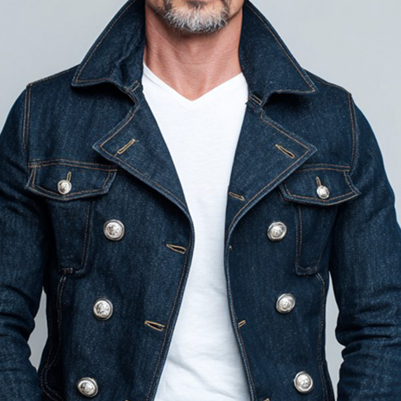 Chaqueta de Jean Vintage Hombre – Doble Botonadura y Estilo Retro