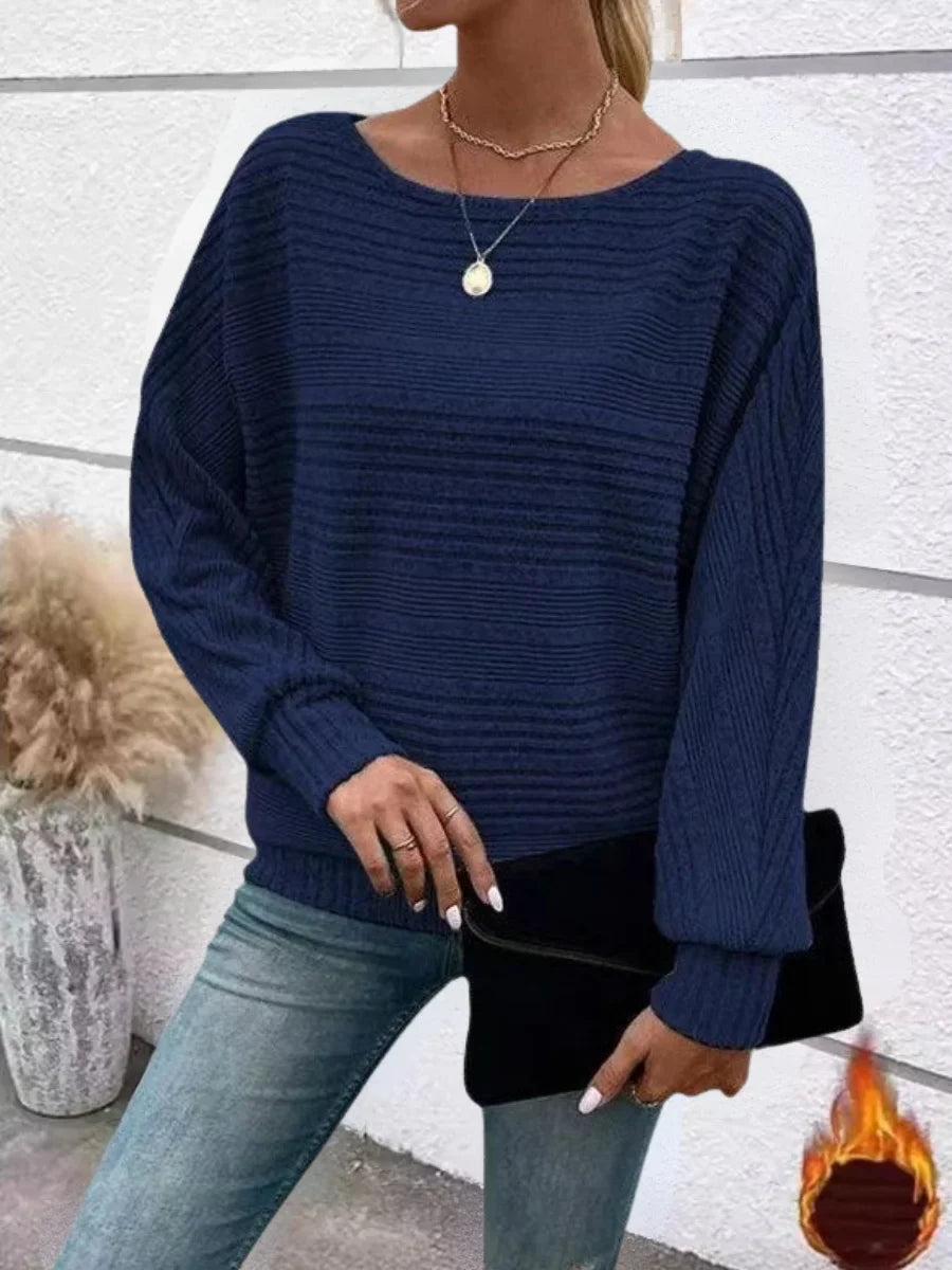 Camiseta vintage de cuello redondo y mangas largas – Moda casual chic