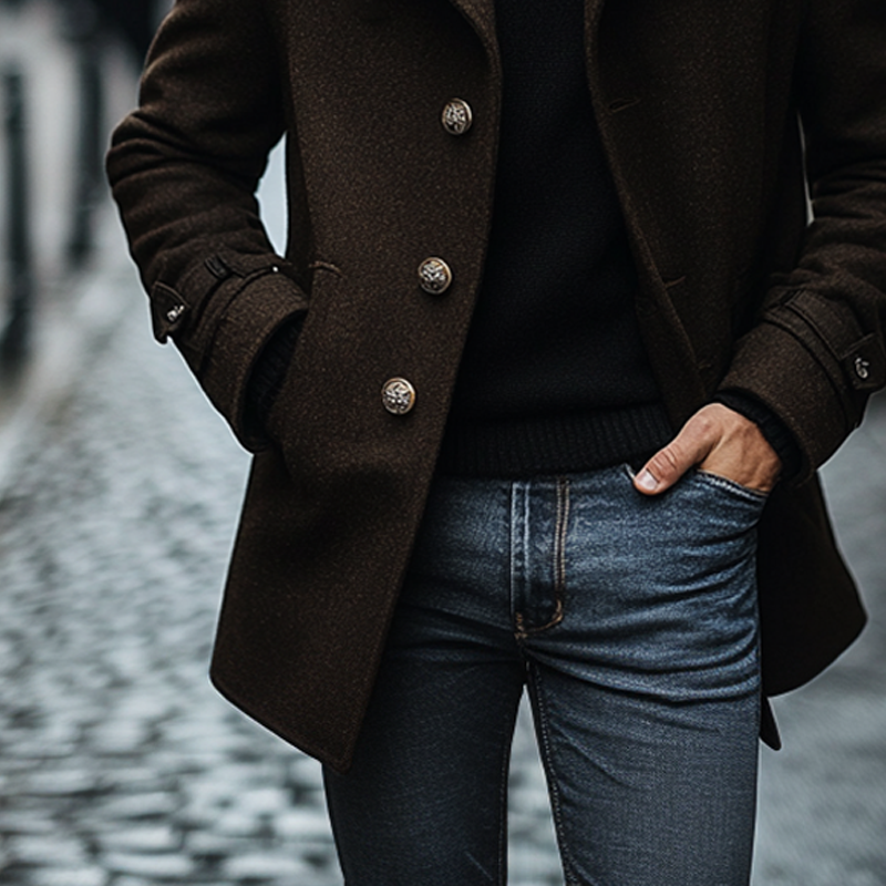 Abrigo Hombre Midi de Lana Sintética - Estilo y Confort