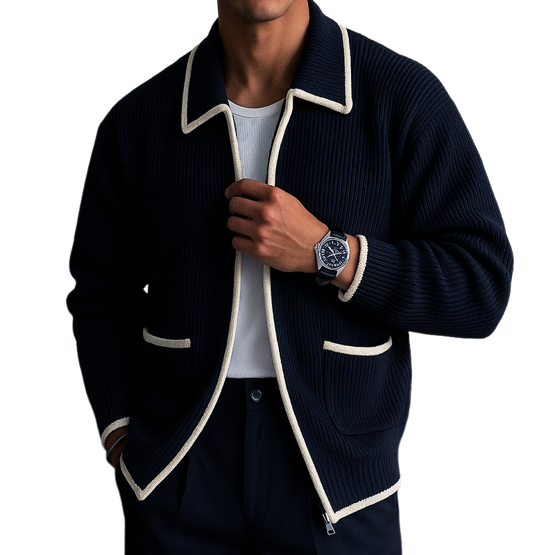 Chaleco de punto con cremallera para hombre retro - Confort y estilo elegante