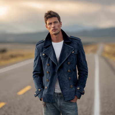 Chaqueta Western Hombre Retro en Suede – Estilo y Confort