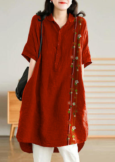 Vestido camisa lino casual mujer