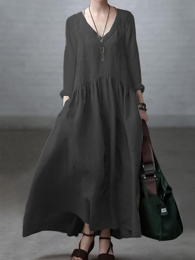 Vestido suelto algodón y lino