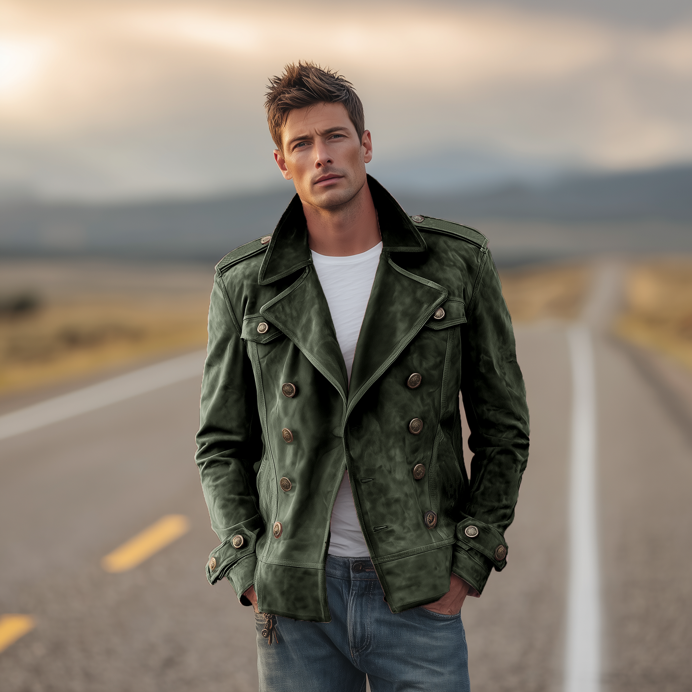 Chaqueta Western Hombre Retro en Suede – Estilo y Confort