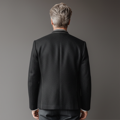 Chaqueta Hombre Retro Bordada con Cuello Alto - Estilo Clásico y Moderno
