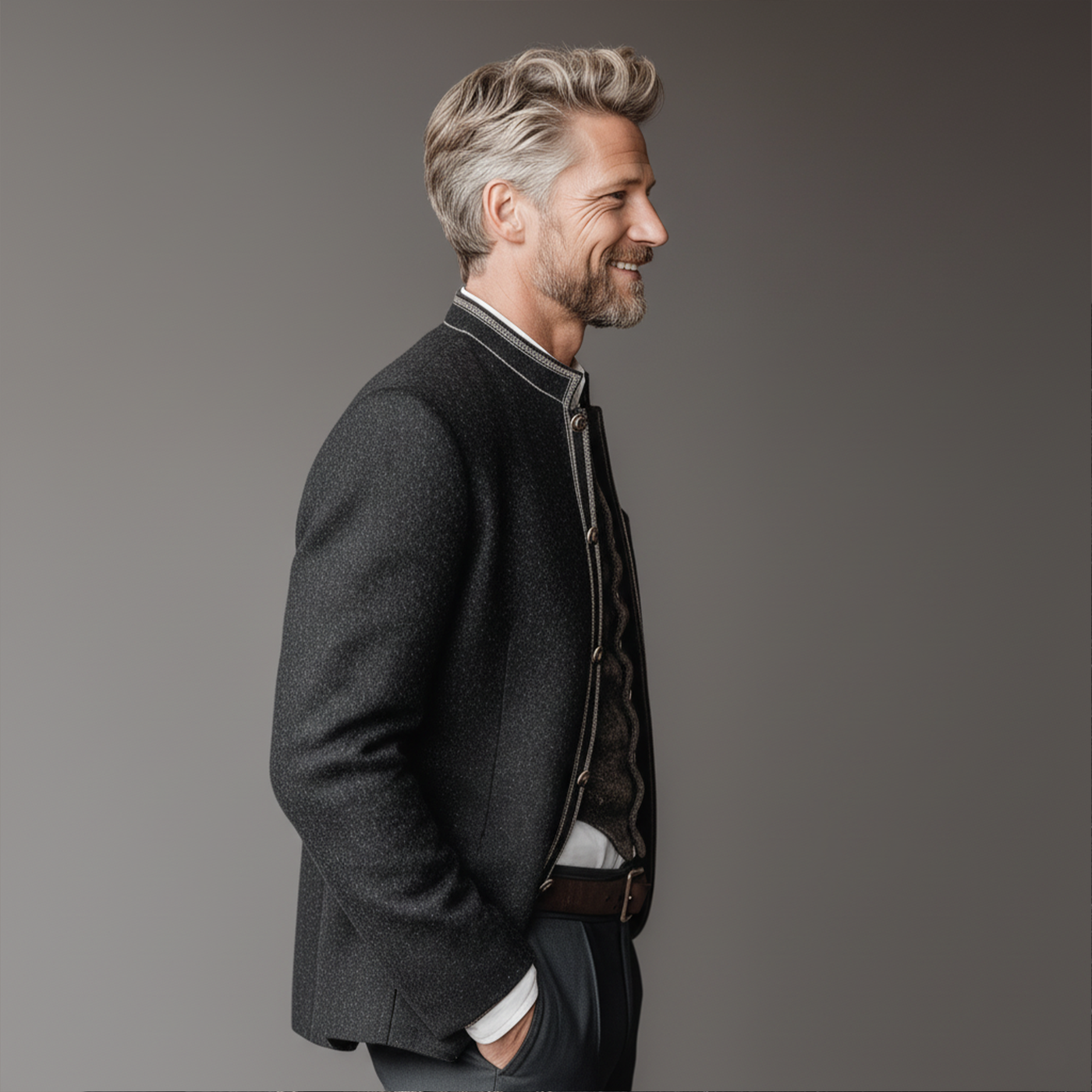 Chaqueta Hombre Retro Bordada con Cuello Alto - Estilo Clásico y Moderno