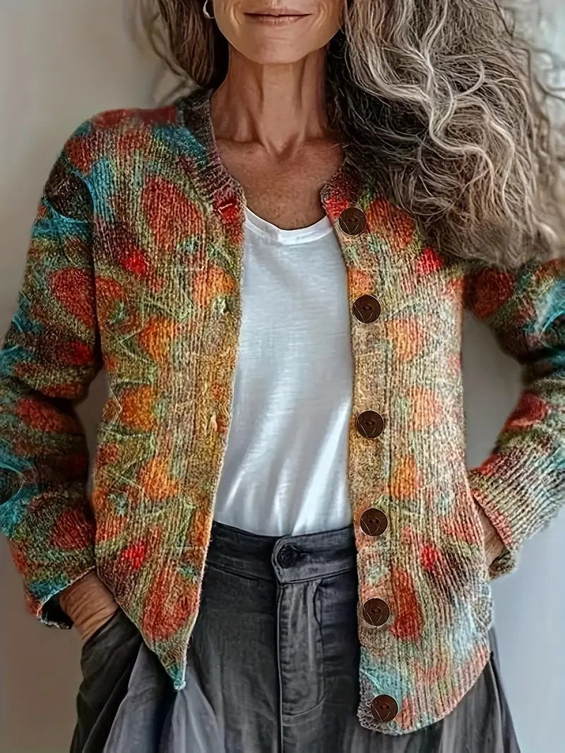 Cárdigan Mujer Tejido Impreso 3D Casual Chic