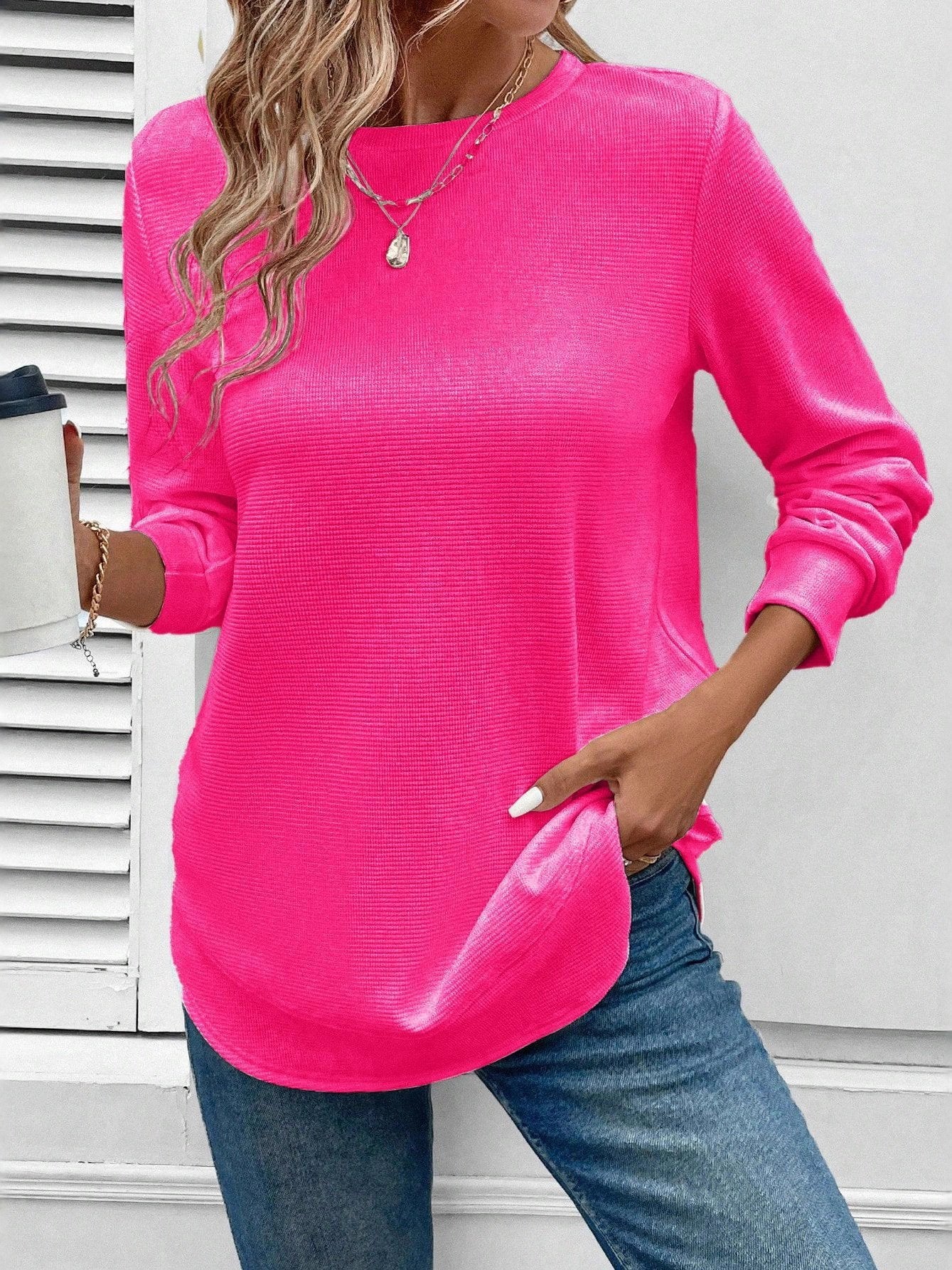 Sudadera Vintage Cuello Redondo Jacquard - Moda Casual y Tendencia
