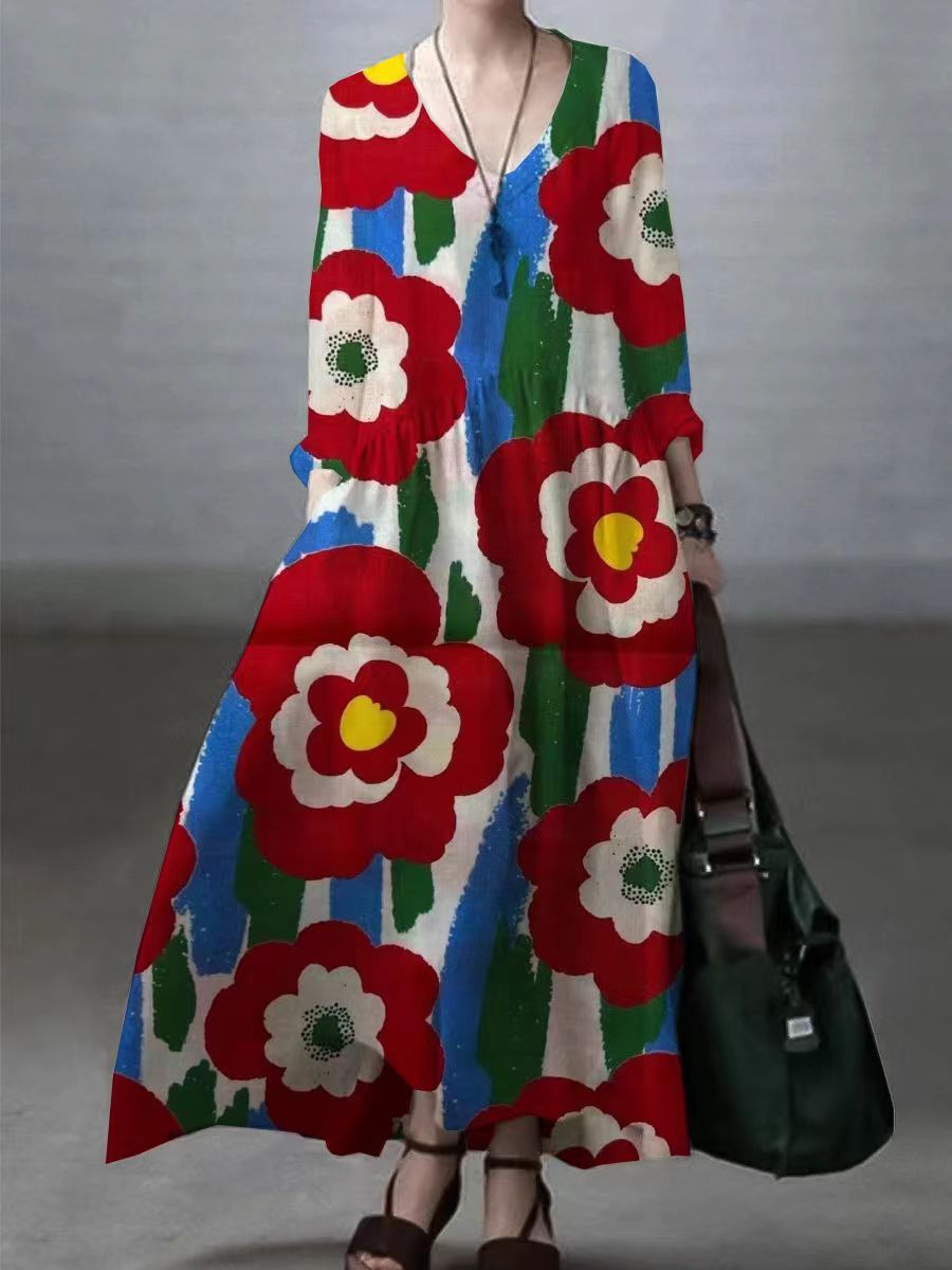 Vestido suelto algodón y lino