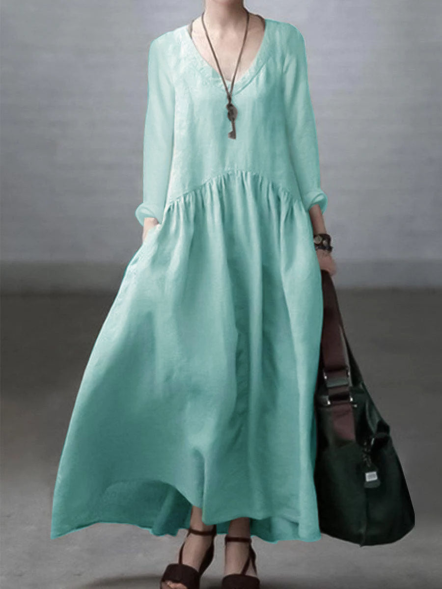 Vestido suelto algodón y lino