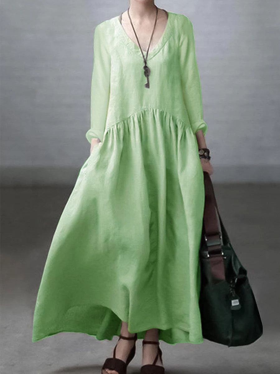 Vestido suelto algodón y lino