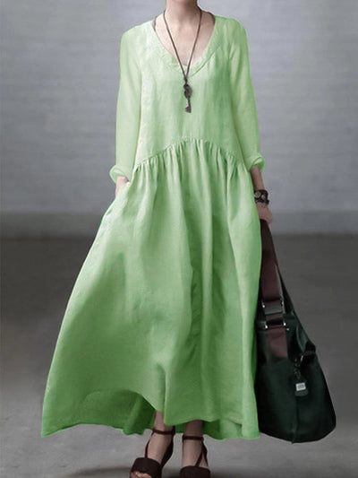 Vestido suelto algodón y lino