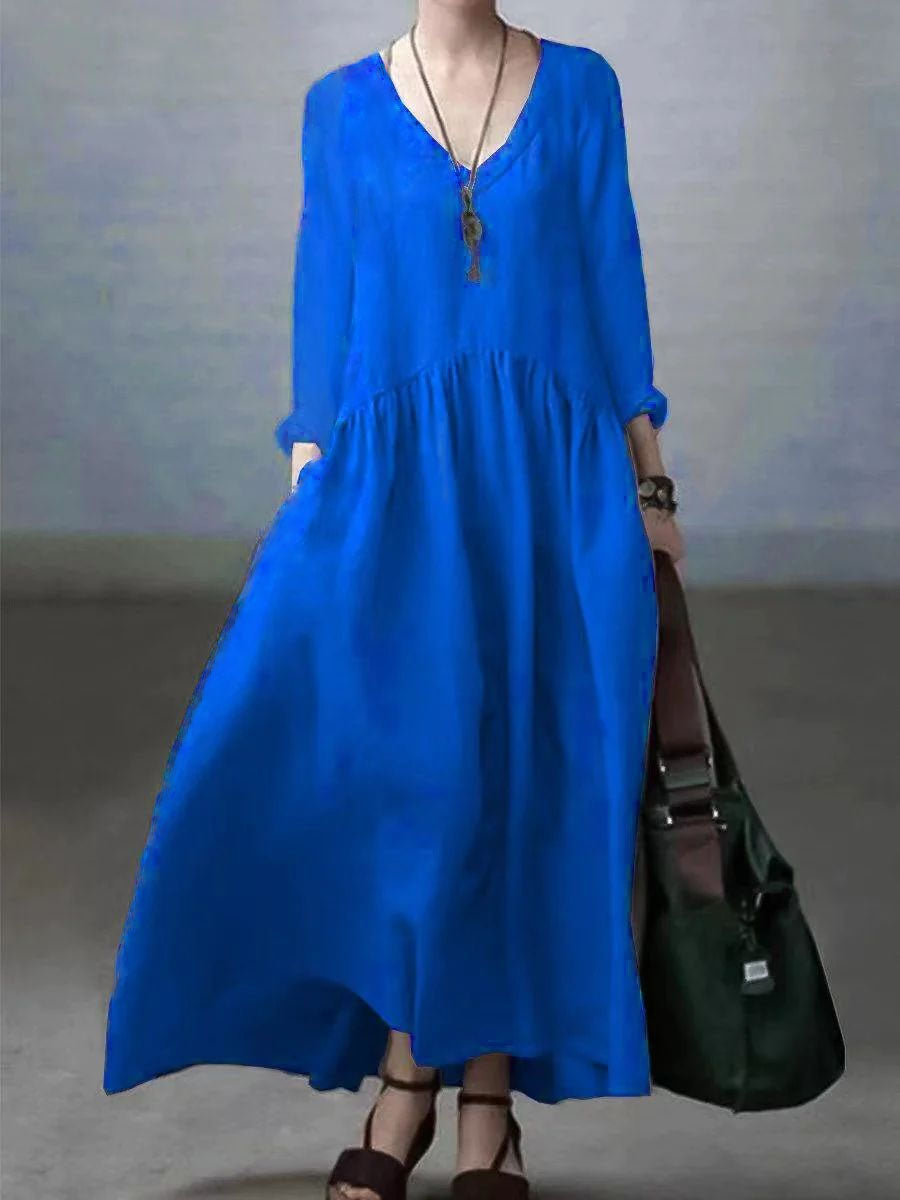 Vestido suelto algodón y lino
