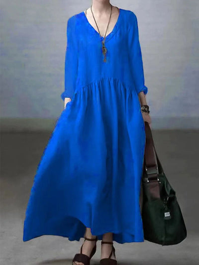 Vestido suelto algodón y lino