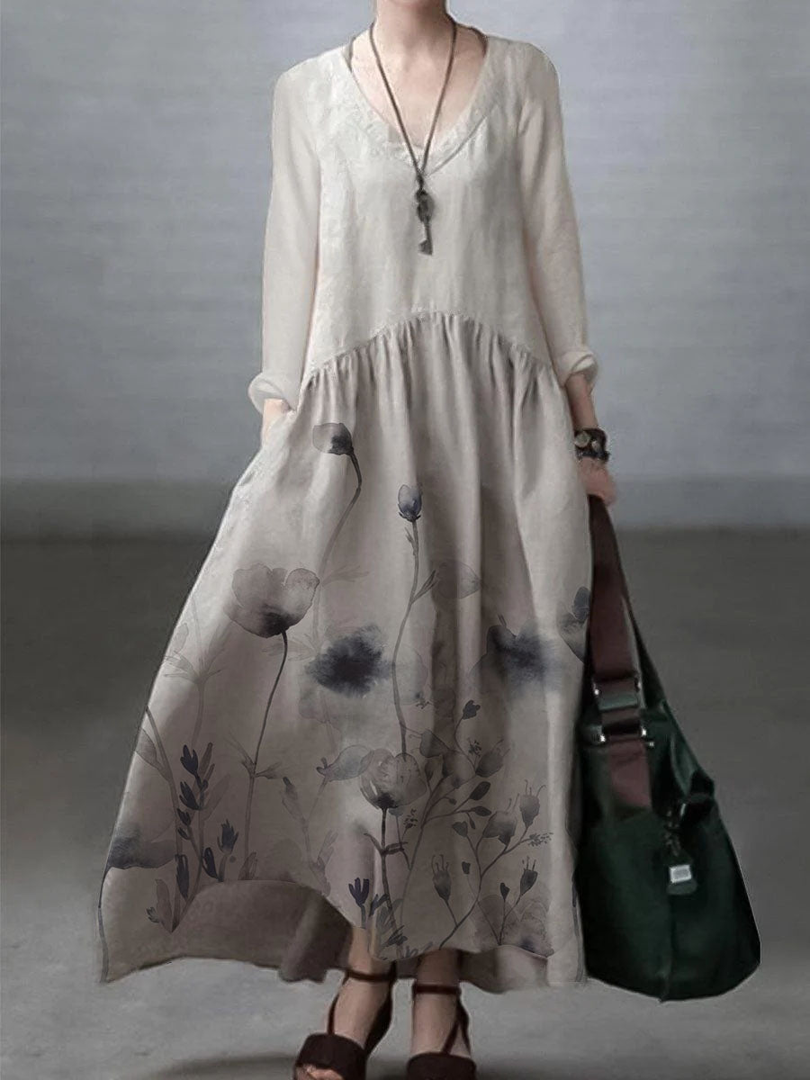 Vestido suelto algodón y lino