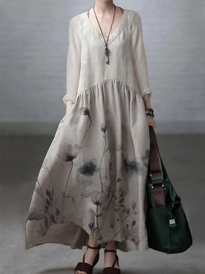 Vestido suelto algodón y lino