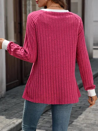 Camiseta Mujer Bloque de Colores - Manga Larga y Confort