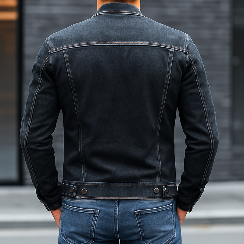 Chaqueta de Jeans Vintage Hombre Slim Fit – Moda con Cuello de Béisbol