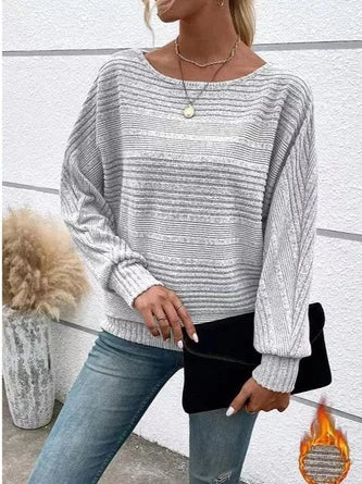 Camiseta vintage de cuello redondo y mangas largas – Moda casual chic