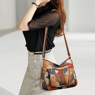 Bolso de cuero patchwork elegante