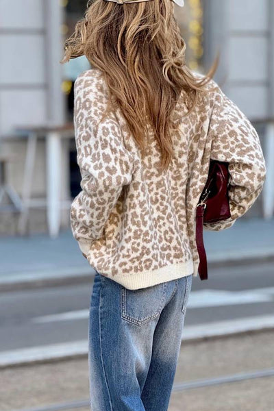 Cardigan de leopardo marrón mujer - Tejido suave y estilo chic otoño