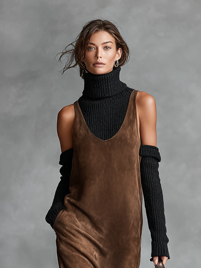 Vestido retro de ante mujer