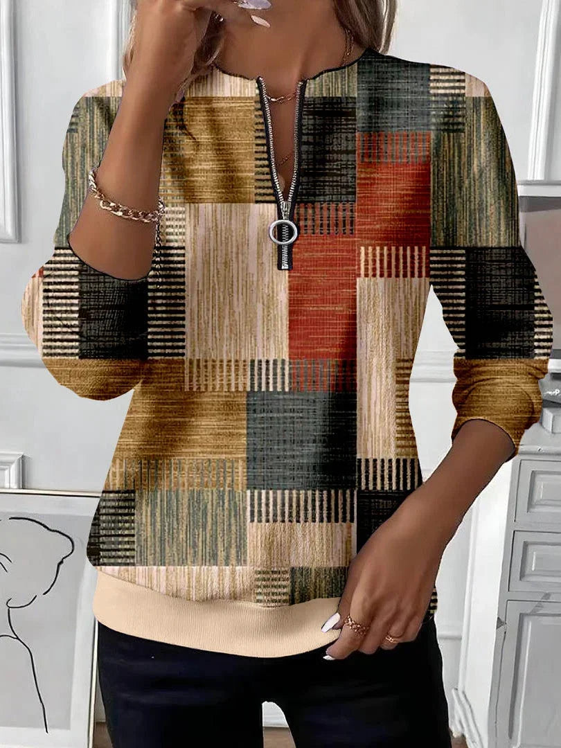 Sudadera de cuello redondo con estampado abstracto – Moda casual moderna