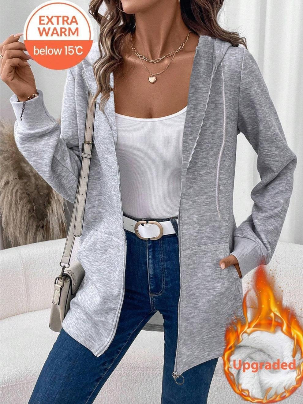 Chaqueta de mujer gruesa con capucha – Estilo casual de otoño
