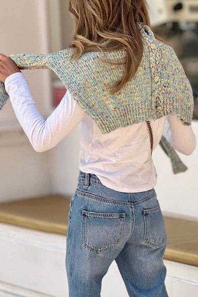 Cardigan court verde claro mujer – Tejido suave y chic primaveral