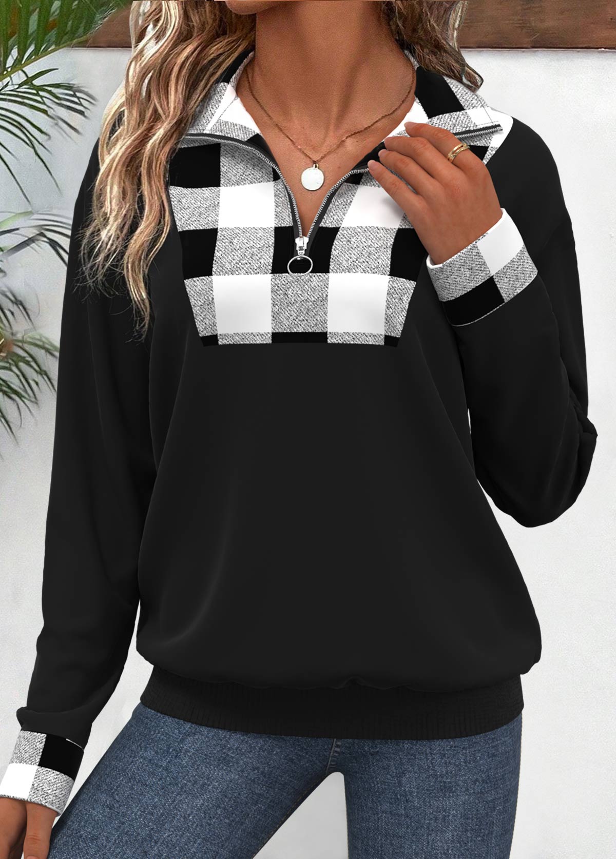 Sudadera de manga larga y cuello vuelto,