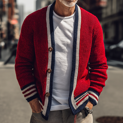Cardigan Rayado Retro para Hombre – Estilo y Comodidad Reunidos