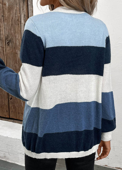 Cardigan Patchwork Azul Mujer – Estilo Moderno y Confortable