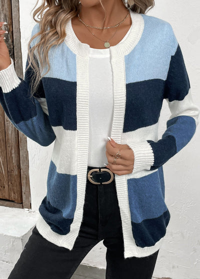 Cardigan Patchwork Azul Mujer – Estilo Moderno y Confortable