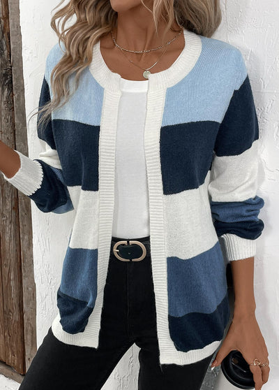 Cardigan Patchwork Azul Mujer – Estilo Moderno y Confortable