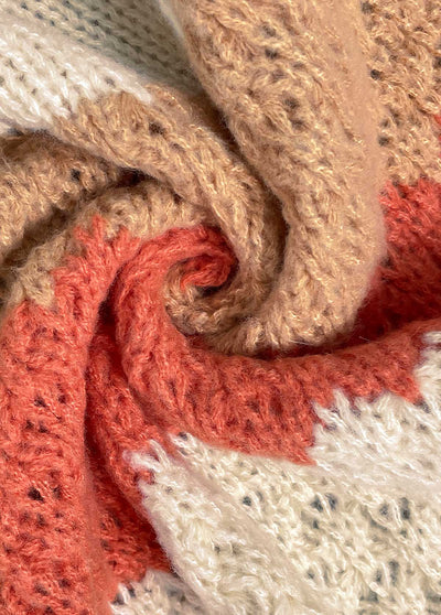 Cardigan Patchwork Naranja Mujer – Estilo Casual y Confort Cálido