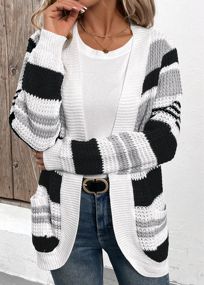 Cárdigan negro patchwork mujer – estilo chic y cómodo