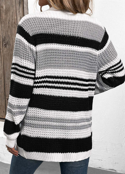 Cárdigan negro patchwork mujer – estilo chic y cómodo