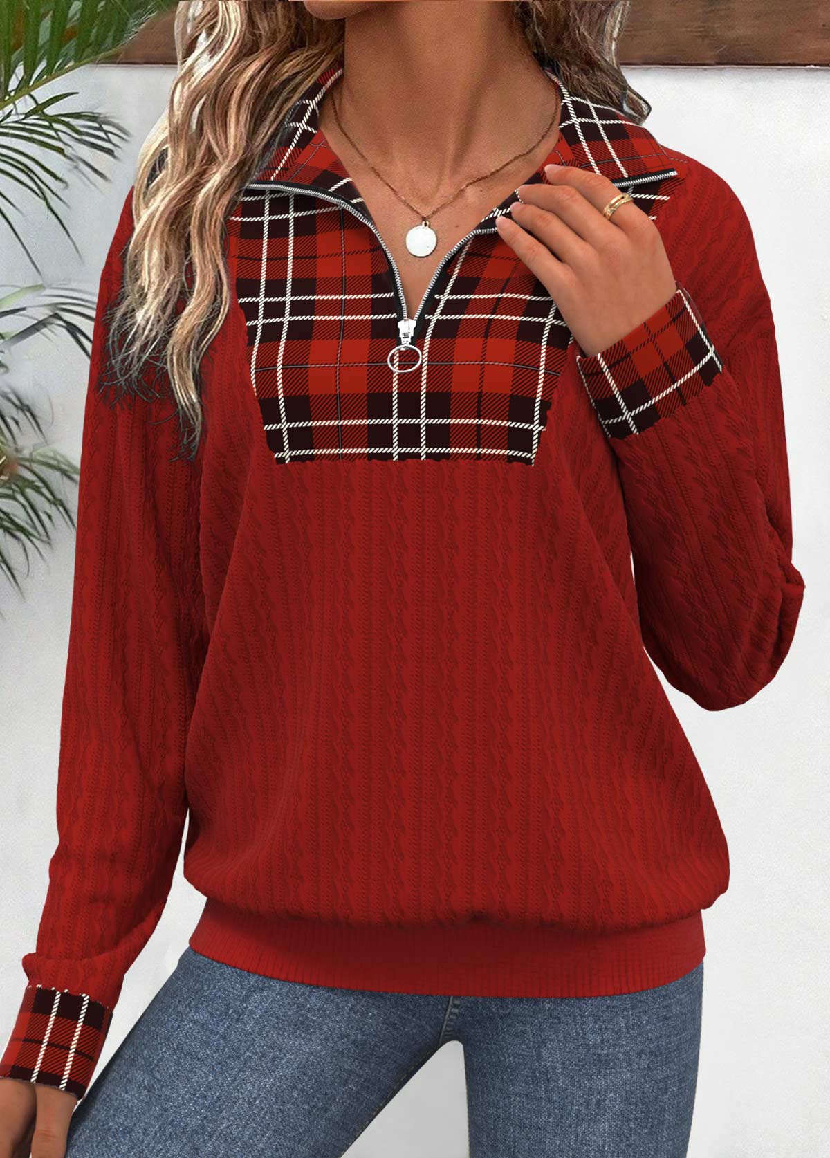 sudadera de manga larga con cuello vuelto,