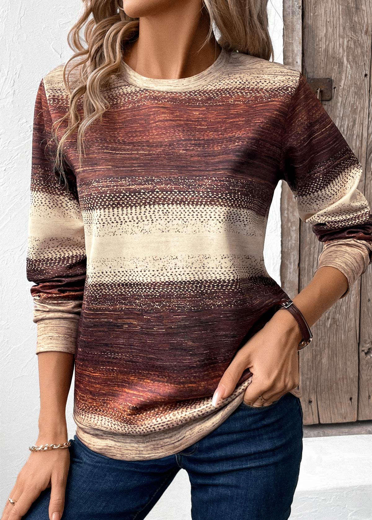 Sudadera de manga larga con estampado tribal patchwork multicolor