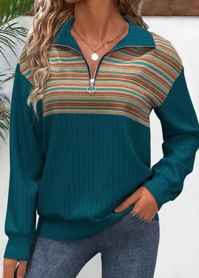 Sudadera de manga larga con estampado tribal y cremallera