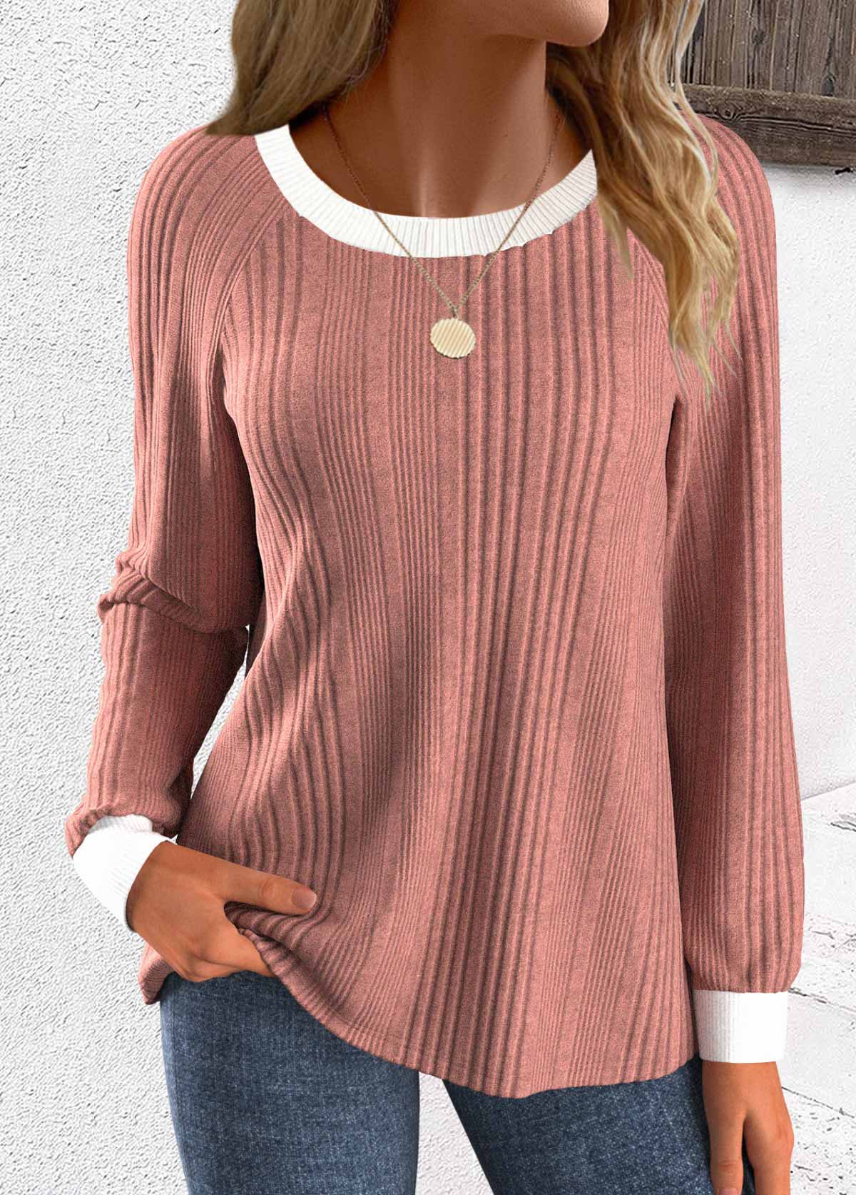 Sudadera de manga larga y cuello redondo
