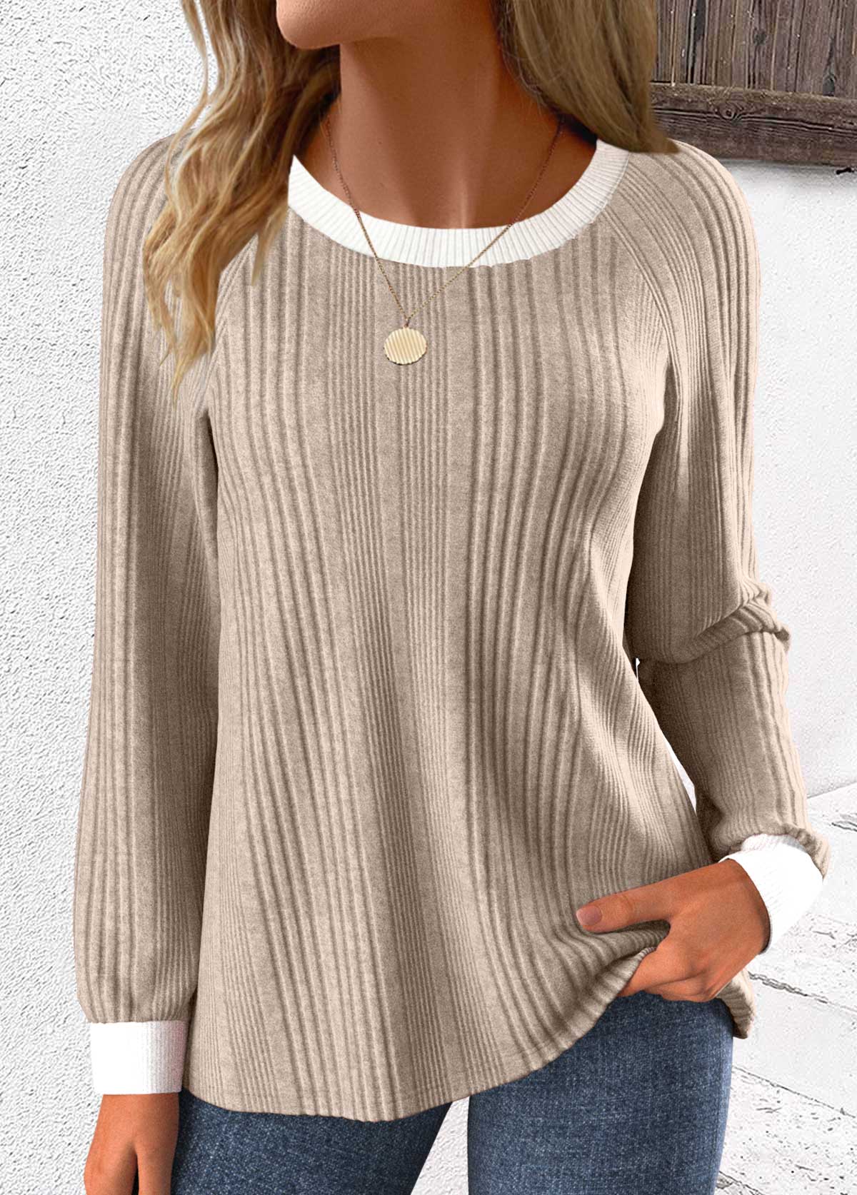 Sudadera de manga larga y cuello redondo