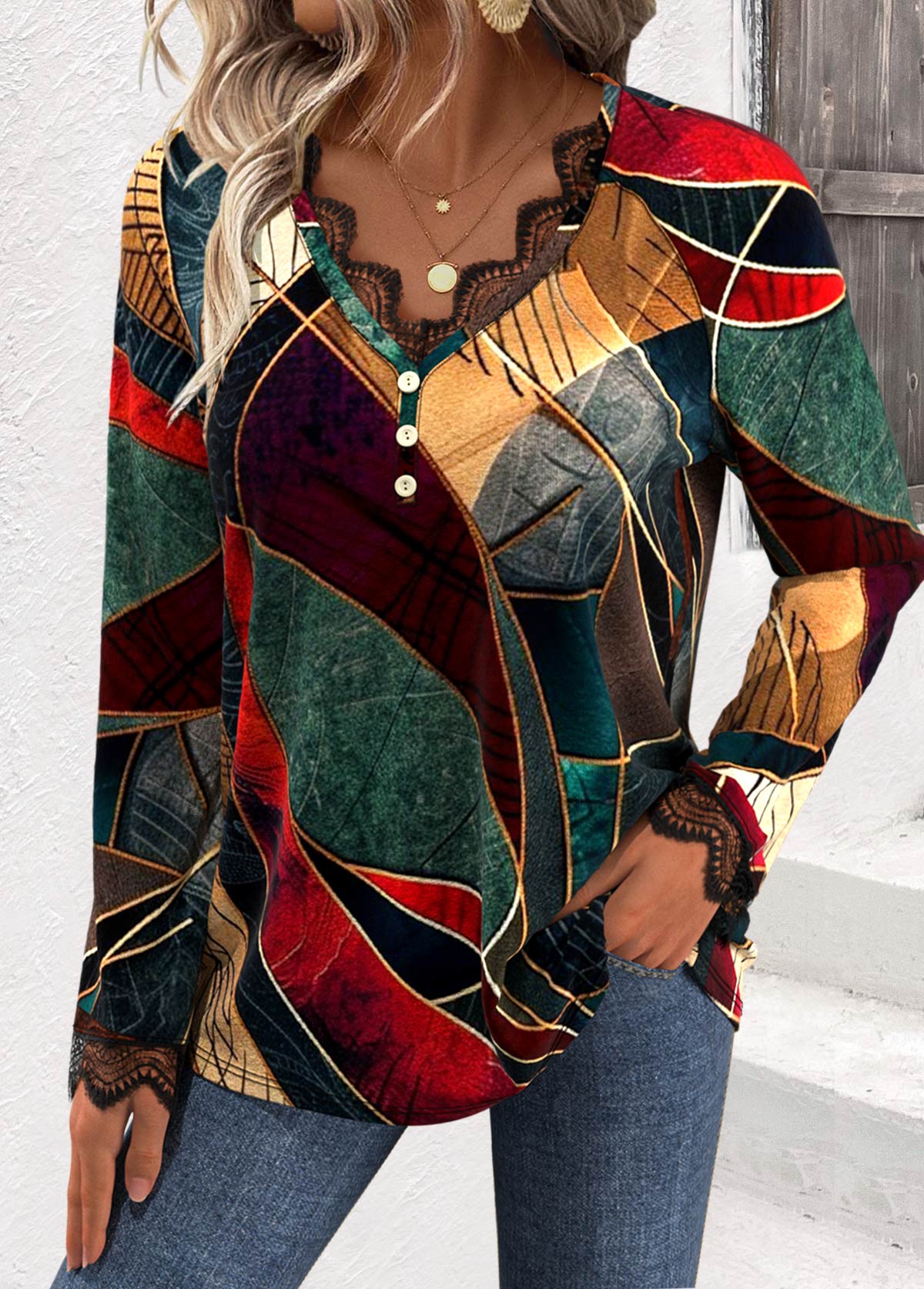 Túnica Mujer Elegante con Motivos Geométricos