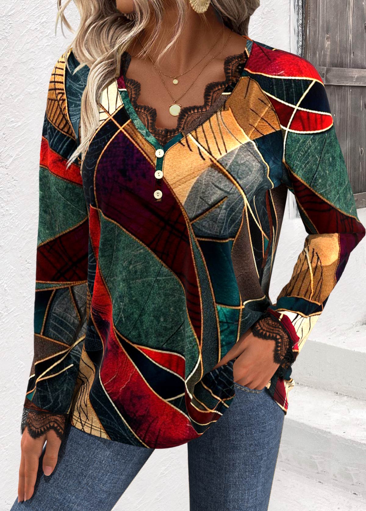 Túnica Mujer Elegante con Motivos Geométricos
