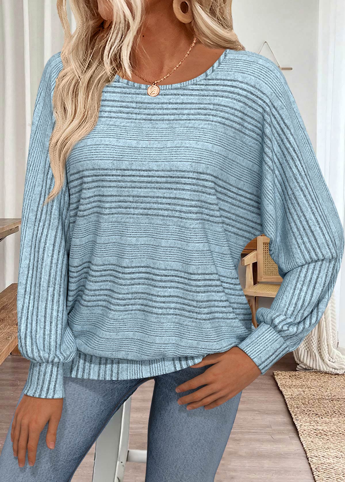 Camiseta de manga larga a rayas