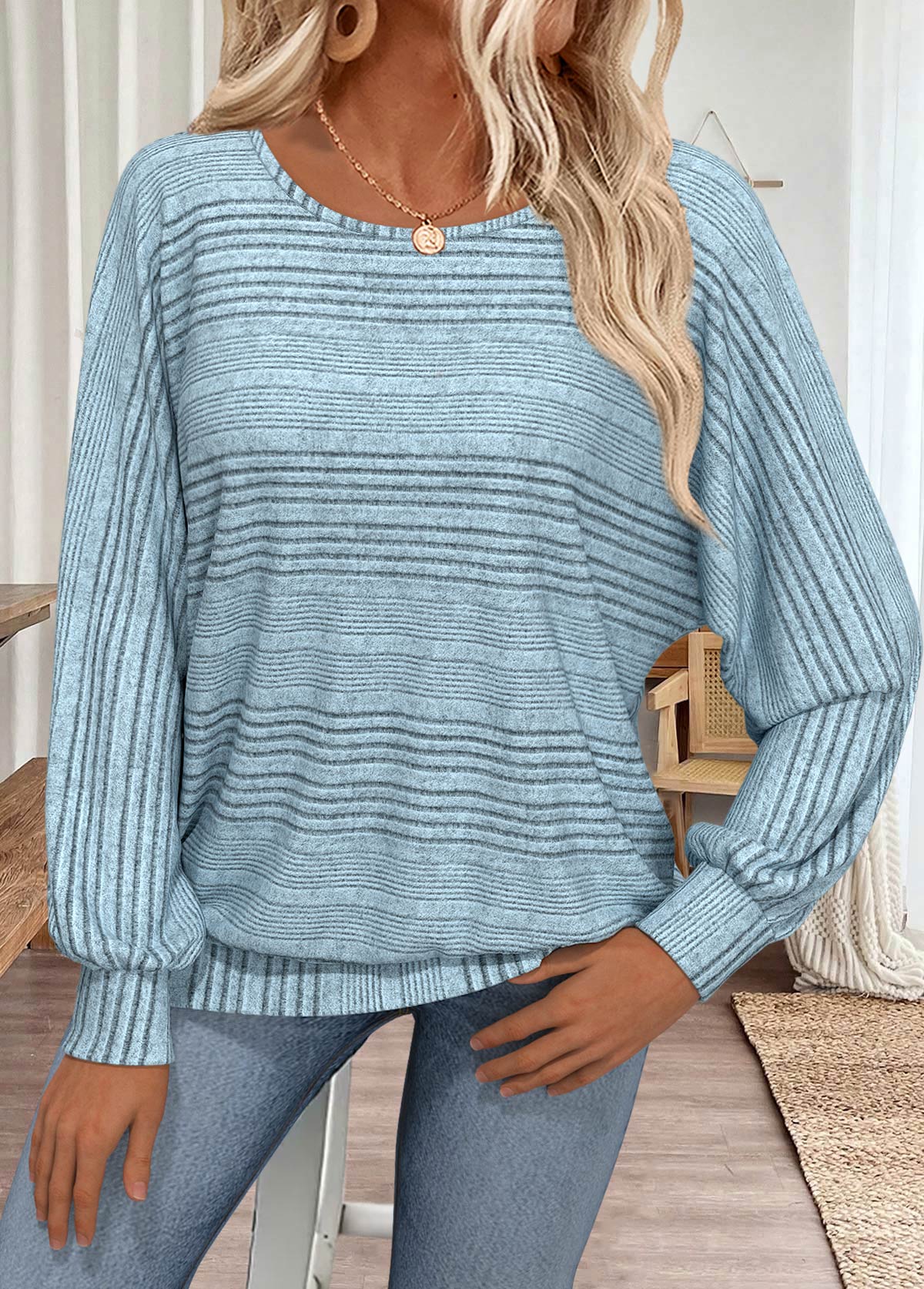 Camiseta de manga larga a rayas